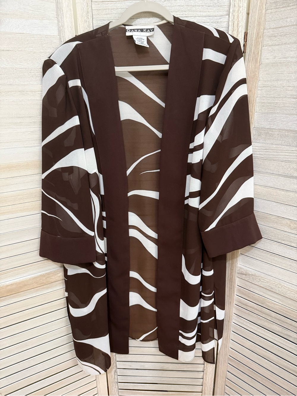Dana Kay Brown & White Sheer Open-Front Kimono